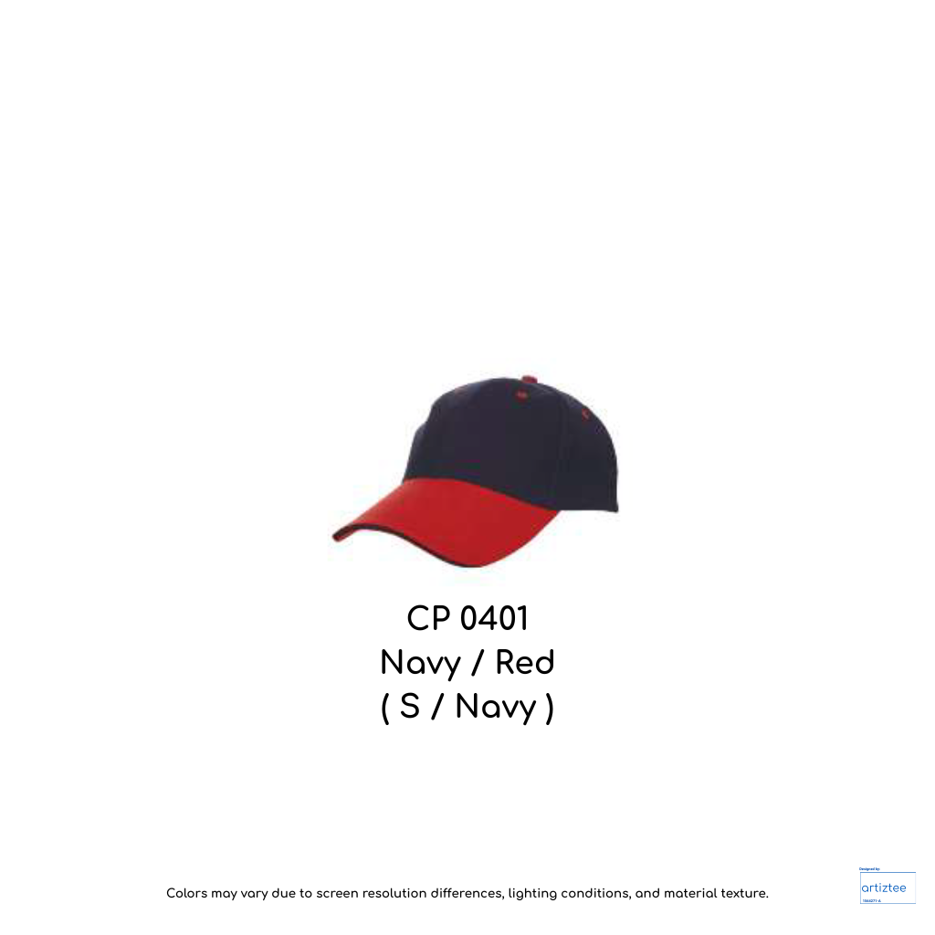 Baseball Cap - Cotton CP04 | Artiztee | CP0401 Navy Red