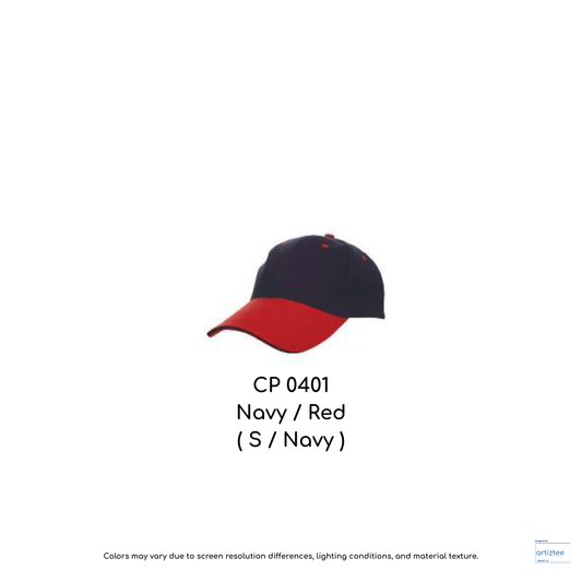 Baseball Cap - Cotton CP04 | Artiztee | CP0401 Navy Red