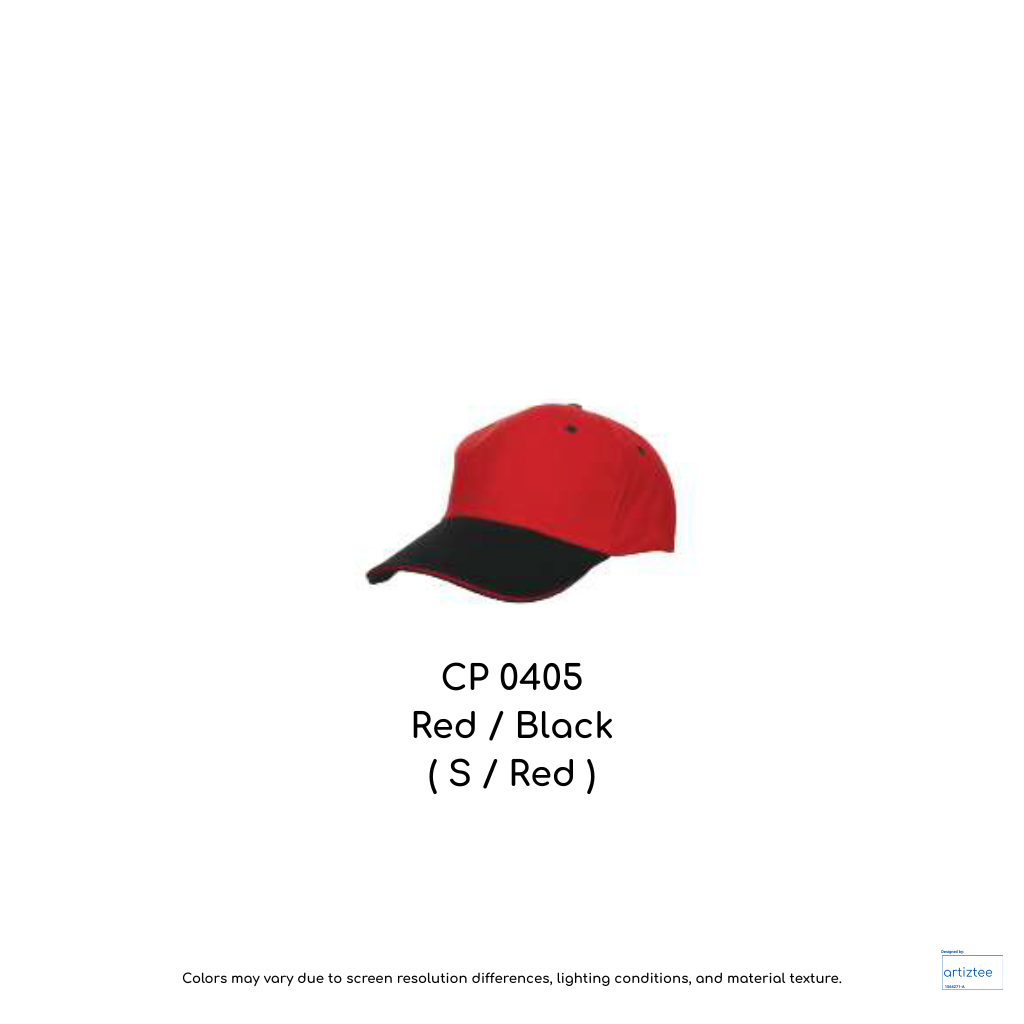 Baseball Cap - Cotton CP04 | Artiztee | CP0405 Red Black