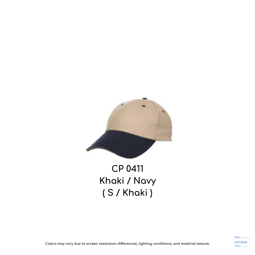 Baseball Cap - Cotton CP04 | Artiztee | CP0411 Khaki Navy