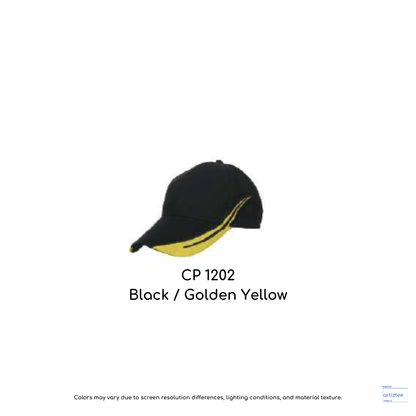 Baseball Cap - Cotton CP12 | Artiztee | CP1202 Black Golden Yellow