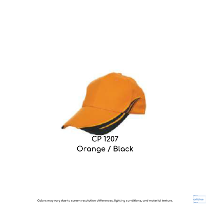 Baseball Cap - Cotton CP12 | Artiztee | CP1207 Orange Black