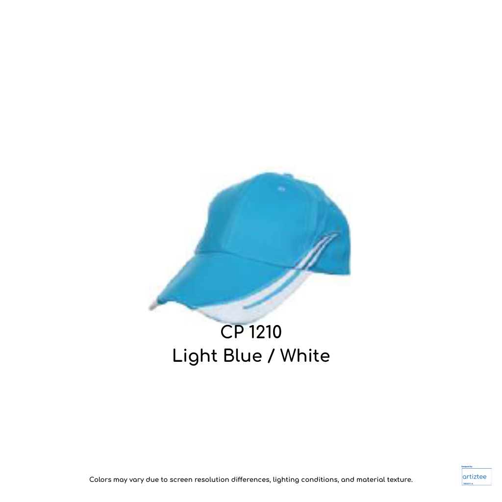 Baseball Cap - Cotton CP12 | Artiztee | CP1210 Light Blue White