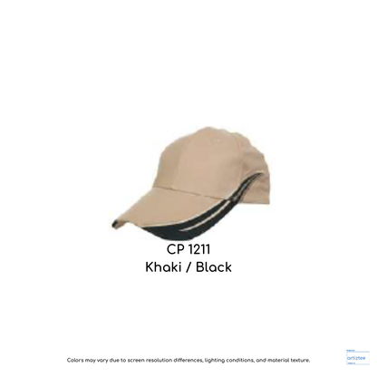 Baseball Cap - Cotton CP12 | Artiztee | CP1211 Khaki Black