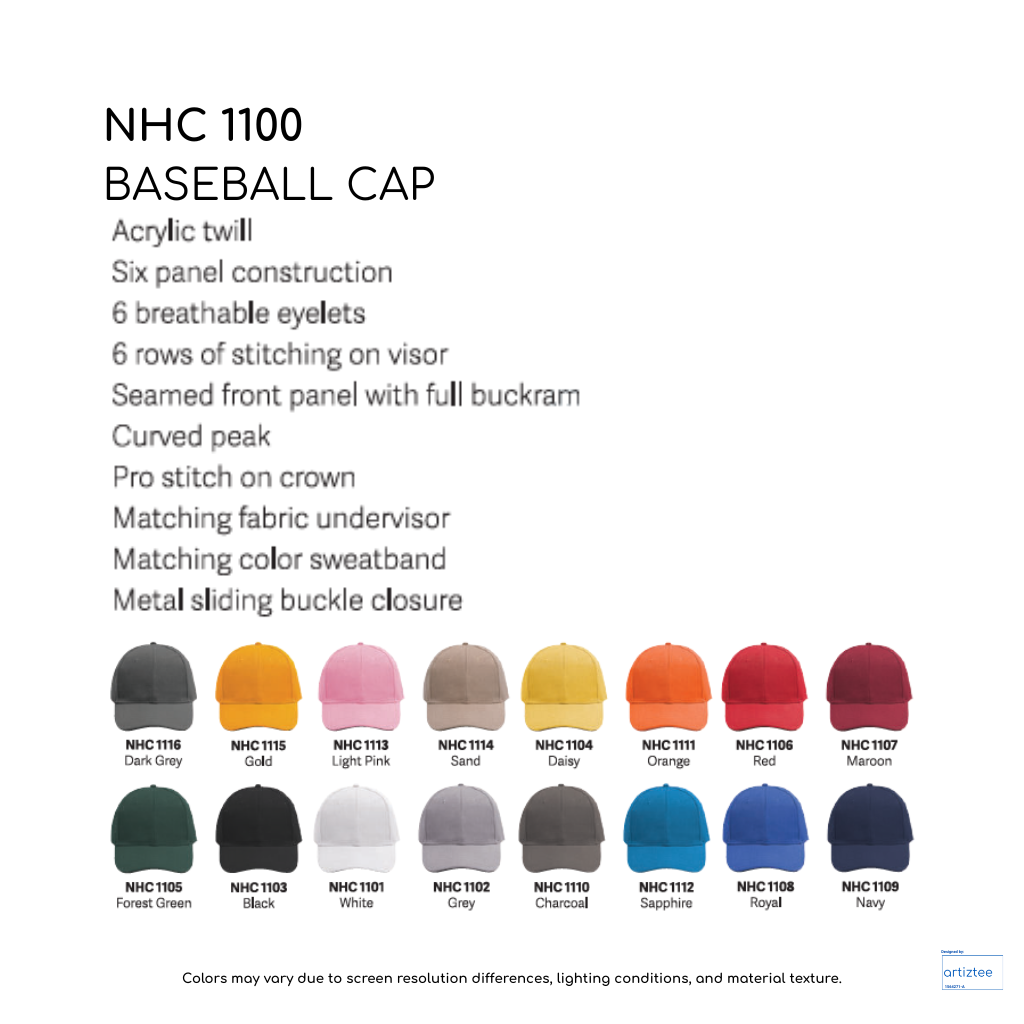 Baseball Cap NHC1100 Artiztee Collection