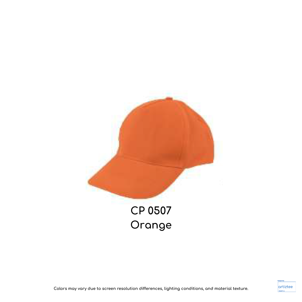Baseball Cap - Polyester CP05 | Artiztee | CP0507 Orange
