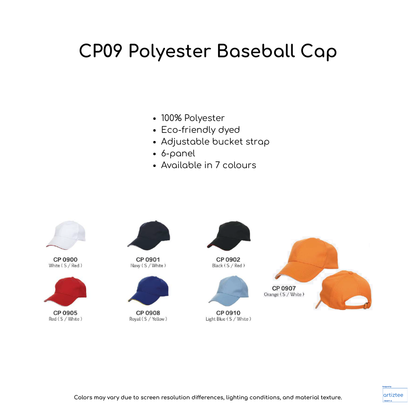 Baseball Cap - Polyester CP09 | Artiztee | Collection | Size Chart