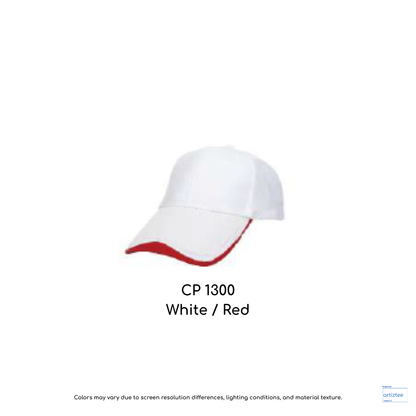 Baseball Cap - Polyester CP13 | Artiztee | CP1300 White Red