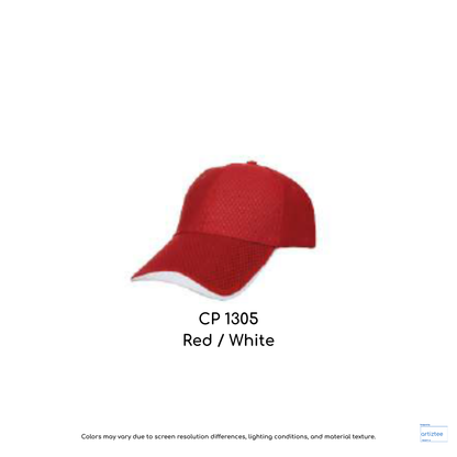 Baseball Cap - Polyester CP13 | Artiztee | CP1305 Red White