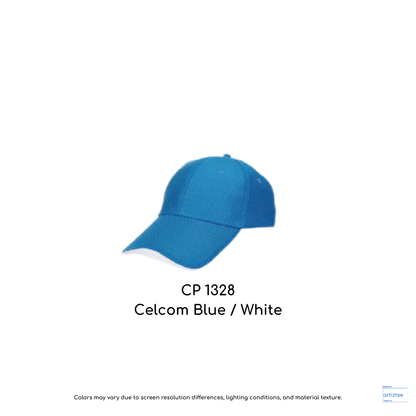 Baseball Cap - Polyester CP13 | Artiztee | CP1328 Celcom Blue White
