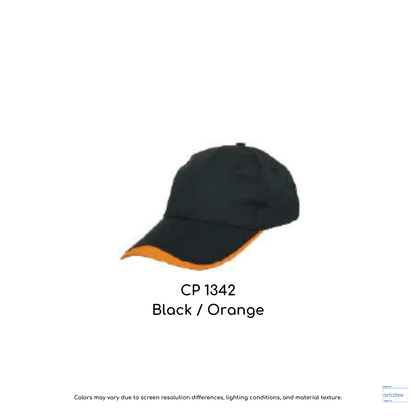 Baseball Cap - Polyester CP13 | Artiztee | CP1342 Black Orange