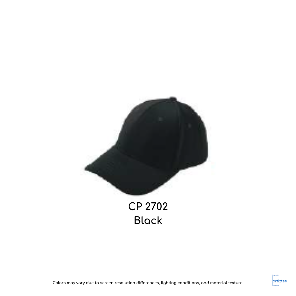 Baseball Cap - Polyester CP27 | Artiztee | CP2702 Black
