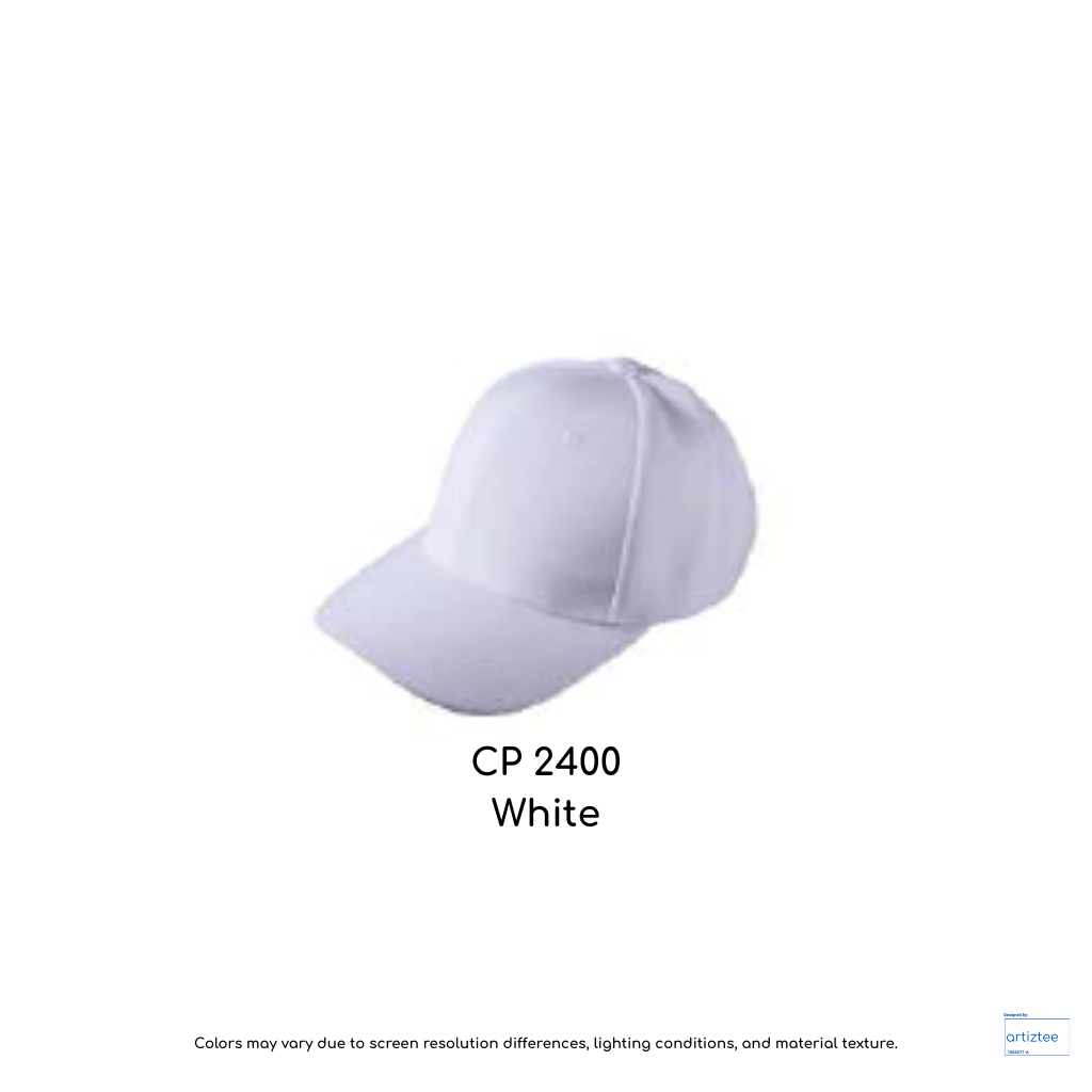 Baseball Cap - Polyester Kids CP24 | Artiztee | CP2400 White