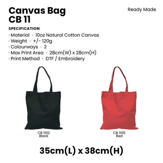 Canvas Bags - 10oz Natural Cotton Canvas Bags | CB11 | Specification and colour range | Artiztee