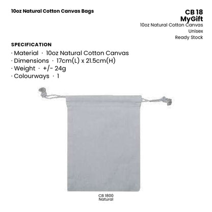 Canvas Bags - 10oz Natural Cotton Canvas Bags | CB18 | Specification and colour range | Artiztee