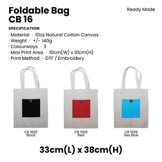 Canvas Bags - 10oz Natural Cotton Foldable Canvas Bags | CB16 | Specification and colour range | Artiztee