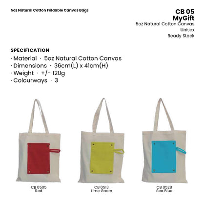 Canvas Bags - 5oz Natural Cotton Foldable Canvas Bags | CB05 | Specification and colour range | Artiztee