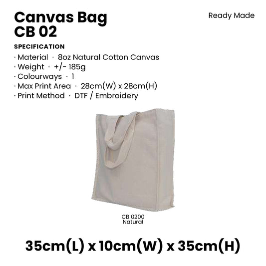Canvas Bags - 8oz Natural Cotton Canvas Bags | CB02 | Specification and colour range | Artiztee