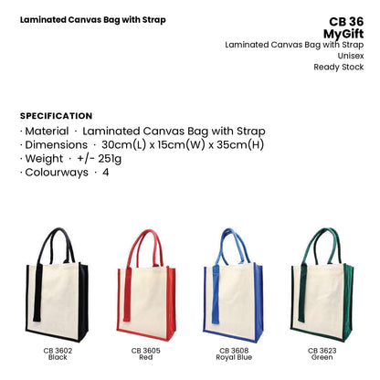 Canvas Bags - Laminated Canvas Bag with Strap | CB36 | Specification and colour range | Artiztee