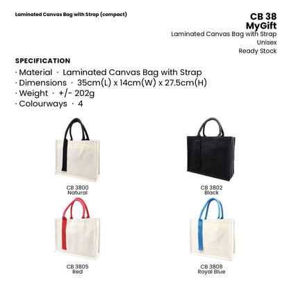 Canvas Bags - Laminated Canvas Bag with Strap (compact) | CB38 | Specification and colour range | Artiztee