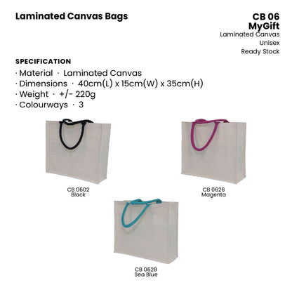 Canvas Bags - Laminated Canvas Bags | CB06 | Specification and colour range | Artiztee