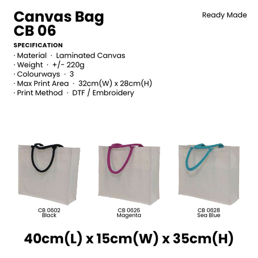 Canvas Bags - Laminated Canvas Bags | CB06 | Specification and colour range | Artiztee