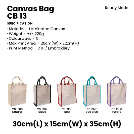 Canvas Bags - Laminated Canvas Bags | CB13 | Specification and colour range | Artiztee