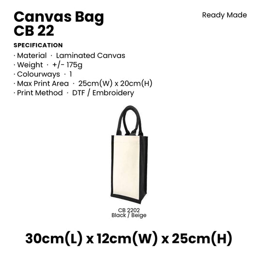 Canvas Bags - Laminated Canvas Bags | CB22 | Specification and colour range | Artiztee