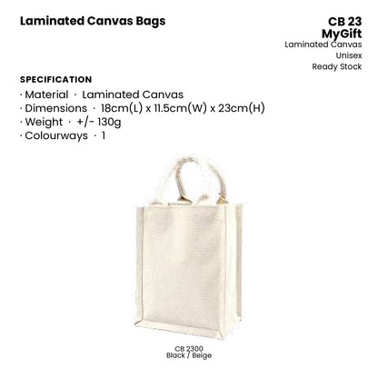 Canvas Bags - Laminated Canvas Bags | CB23 | Specification and colour range | Artiztee