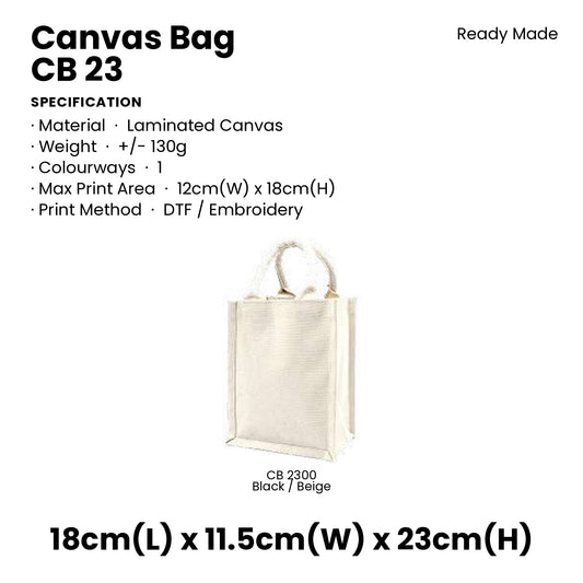 Canvas Bags - Laminated Canvas Bags | CB23 | Specification and colour range | Artiztee