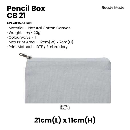 Canvas Pencil Box - Natural Cotton Canvas Pencil Box | CB21 | Specification and colour range | Artiztee
