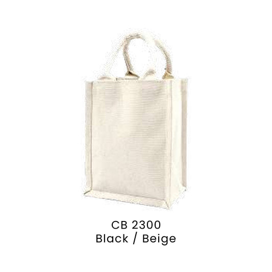 Canvas Bags - Laminated Canvas Bags | CB23 | Black / Beige | CB2300 | Artiztee