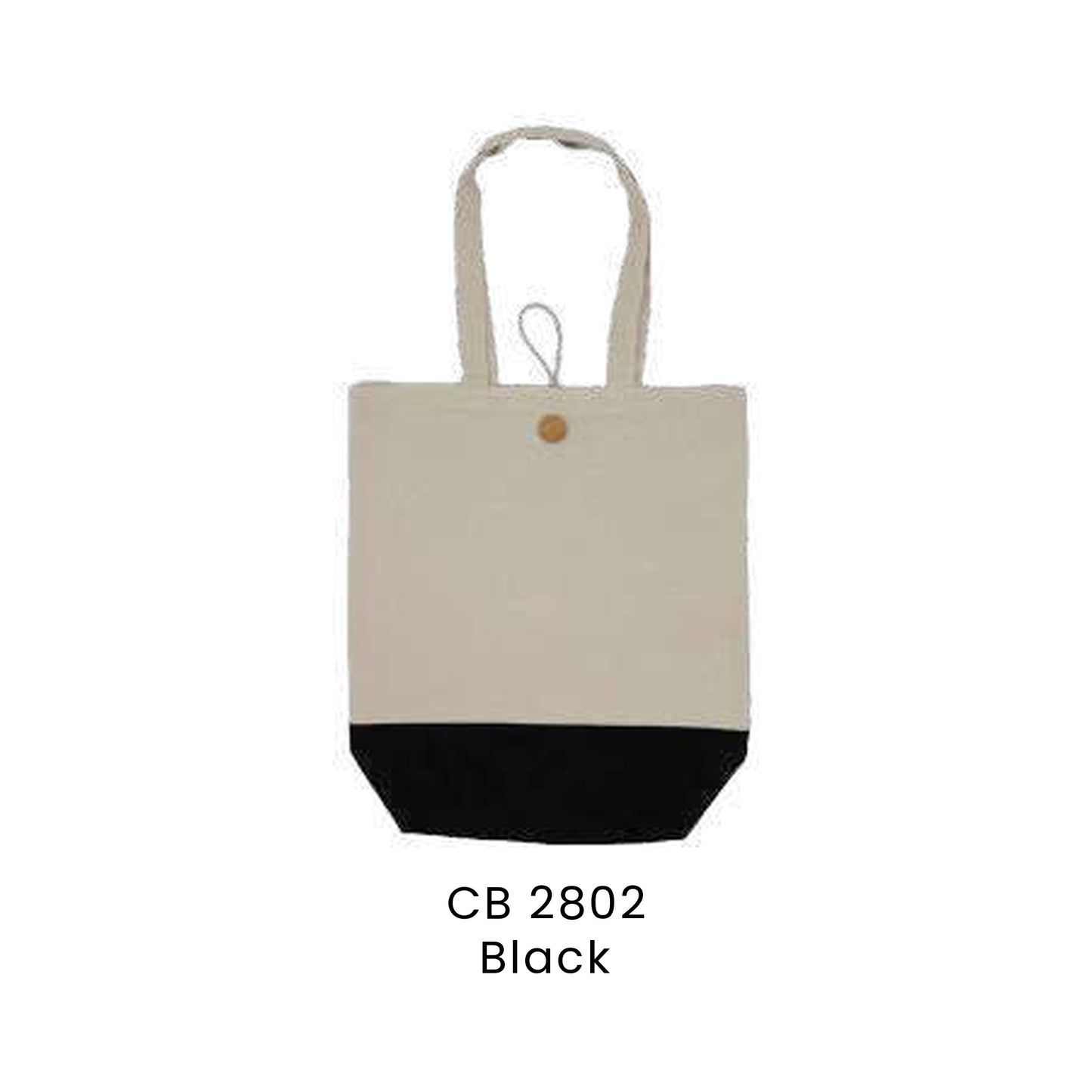 Canvas Bags - 8oz Cotton Canvas Tote with Button-Loop Closure | CB28 | Black | CB2802 | Artiztee