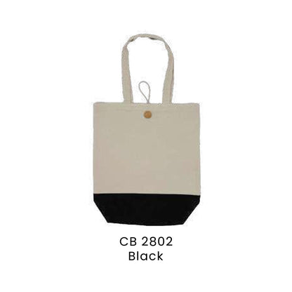 Canvas Bags - 8oz Cotton Canvas Tote with Button-Loop Closure | CB28 | Black | CB2802 | Artiztee