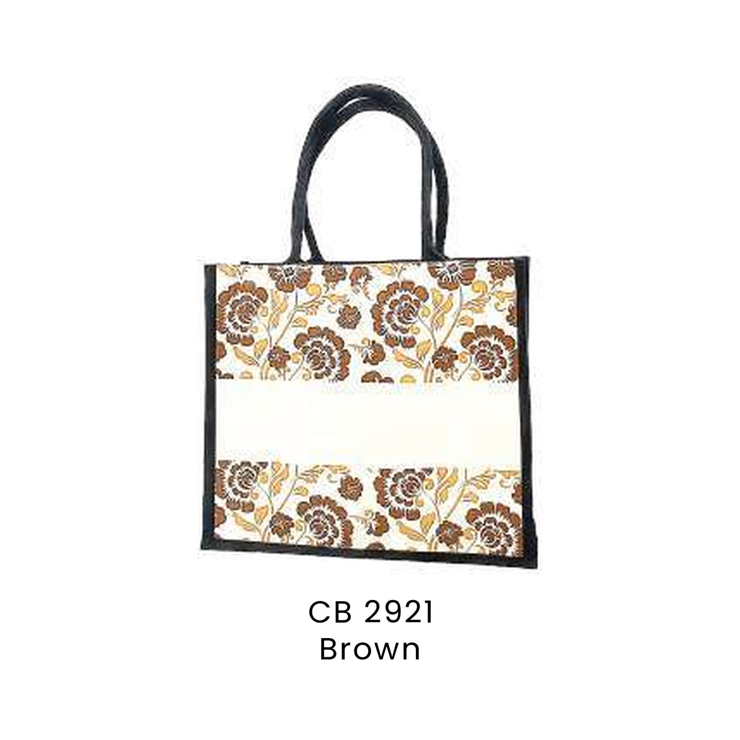 Canvas Bags - 10oz Laminated Canvas Floral-Print Tote | CB29 | Brown | CB2921 | Artiztee
