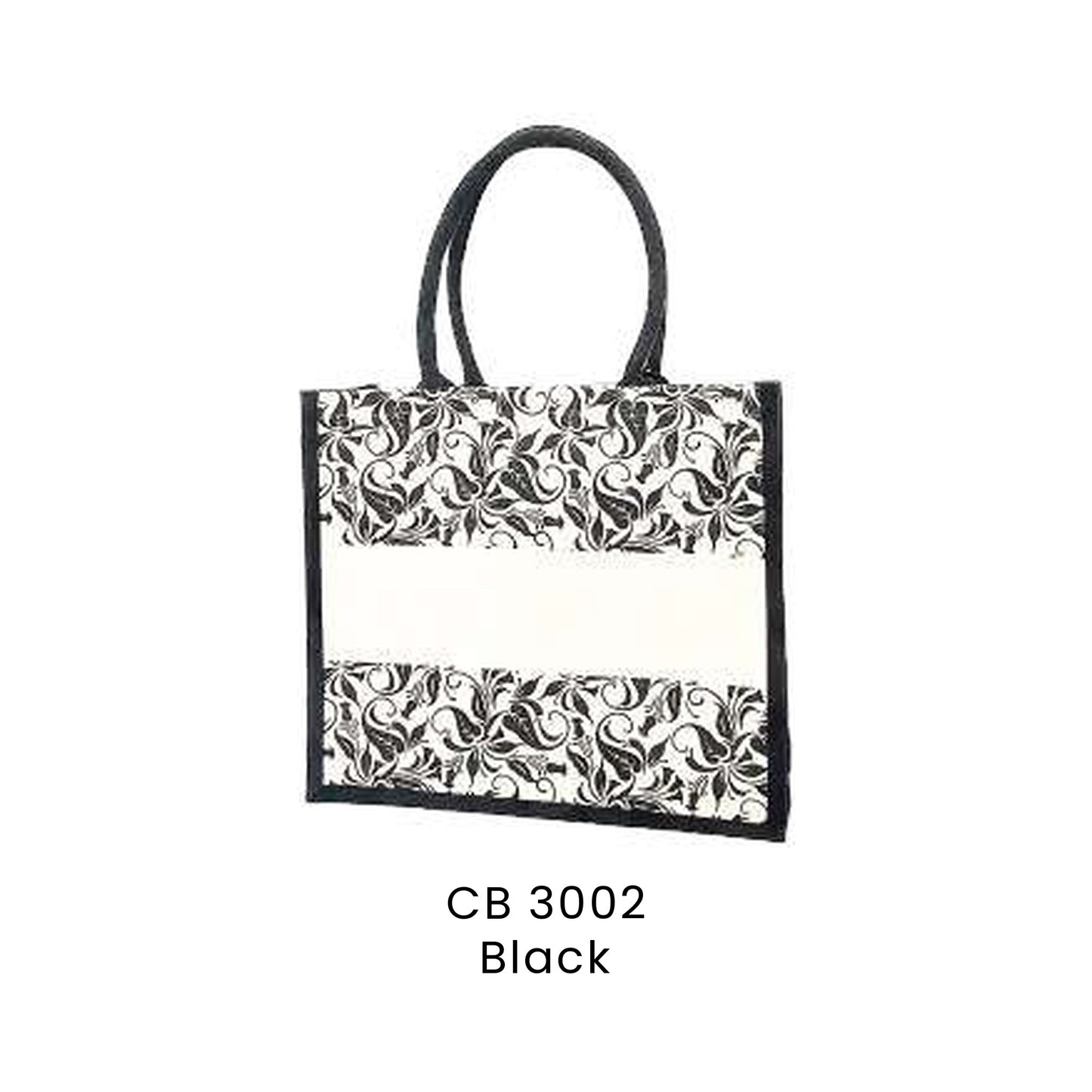 Canvas Bags - 10oz Laminated Canvas Leaf-Print Tote | CB30 | Black | CB3002 | Artiztee