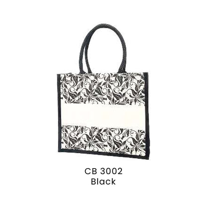 Canvas Bags - 10oz Laminated Canvas Leaf-Print Tote | CB30 | Black | CB3002 | Artiztee