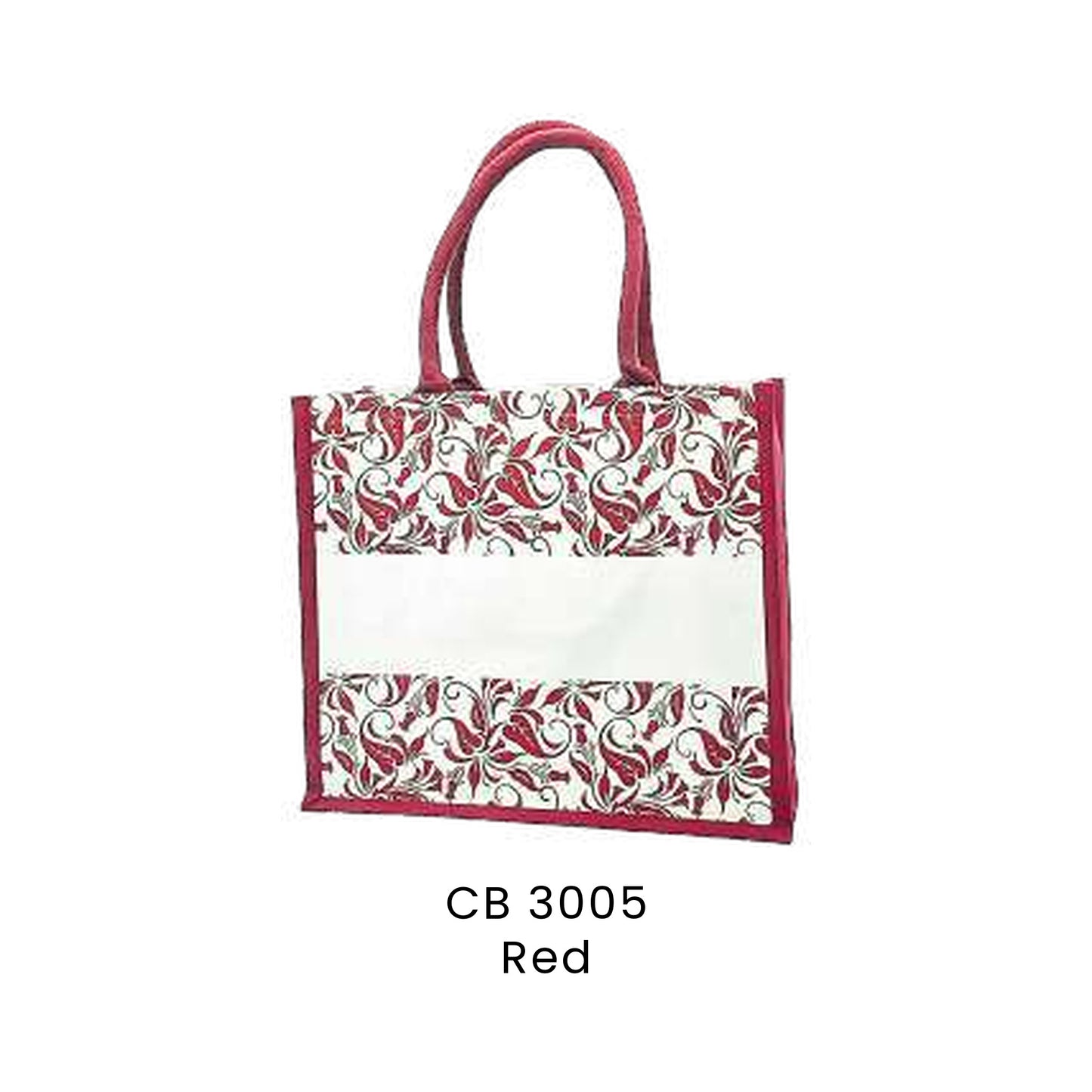 Canvas Bags - 10oz Laminated Canvas Leaf-Print Tote | CB30 | Red | CB3005 | Artiztee