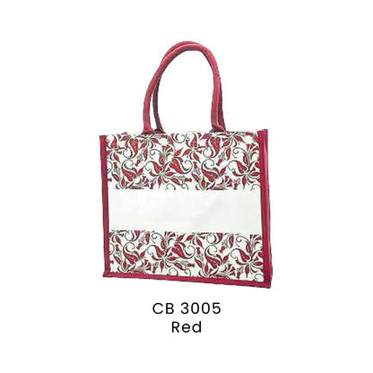 Canvas Bags - 10oz Laminated Canvas Leaf-Print Tote | CB30 | Red | CB3005 | Artiztee