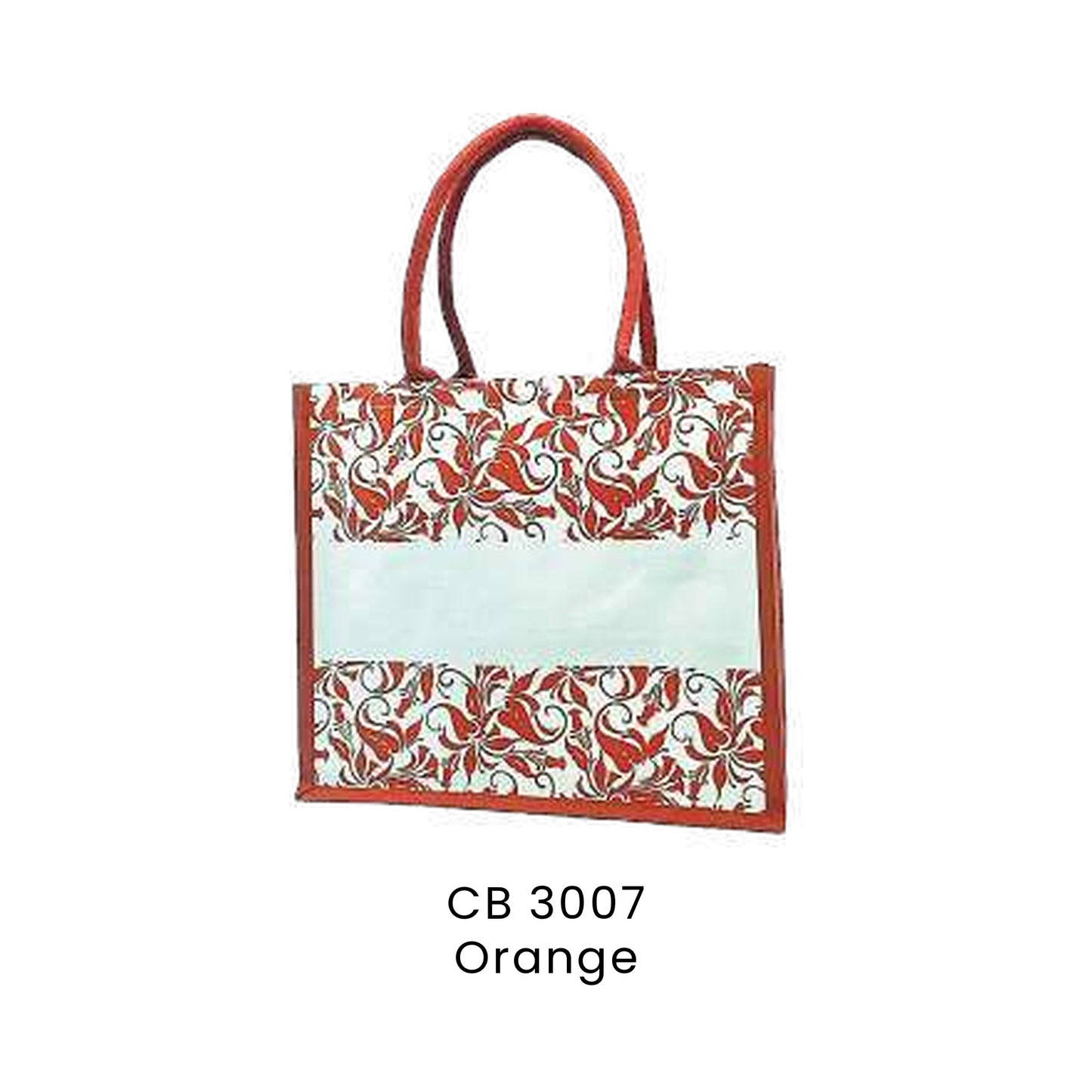 Canvas Bags - 10oz Laminated Canvas Leaf-Print Tote | CB30 | Orange | CB3007 | Artiztee