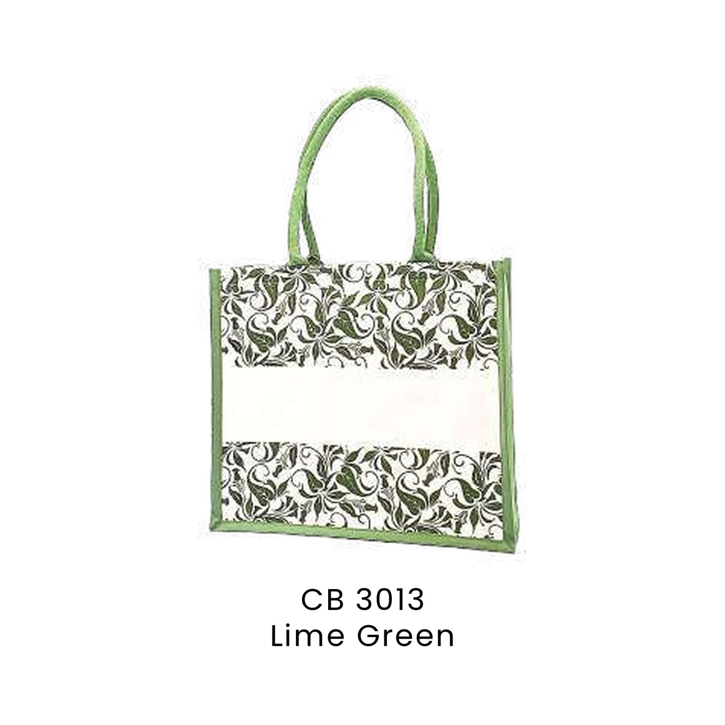 Canvas Bags - 10oz Laminated Canvas Leaf-Print Tote | CB30 | Lime Green | CB3013 | Artiztee