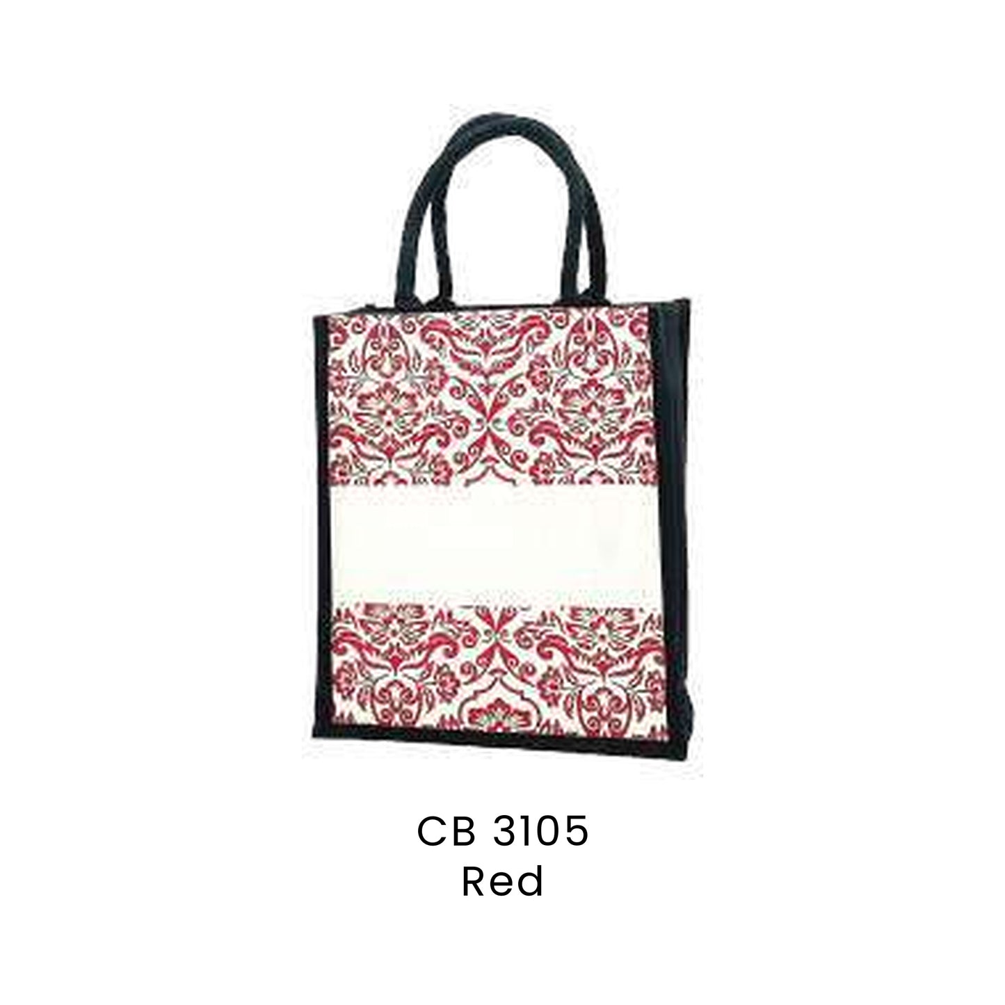 Canvas Bags - 10oz Laminated Canvas Damask-Print Tote (portrait) | CB31 | Red | CB3105 | Artiztee