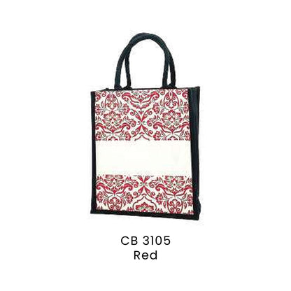 Canvas Bags - 10oz Laminated Canvas Damask-Print Tote (portrait) | CB31 | Red | CB3105 | Artiztee