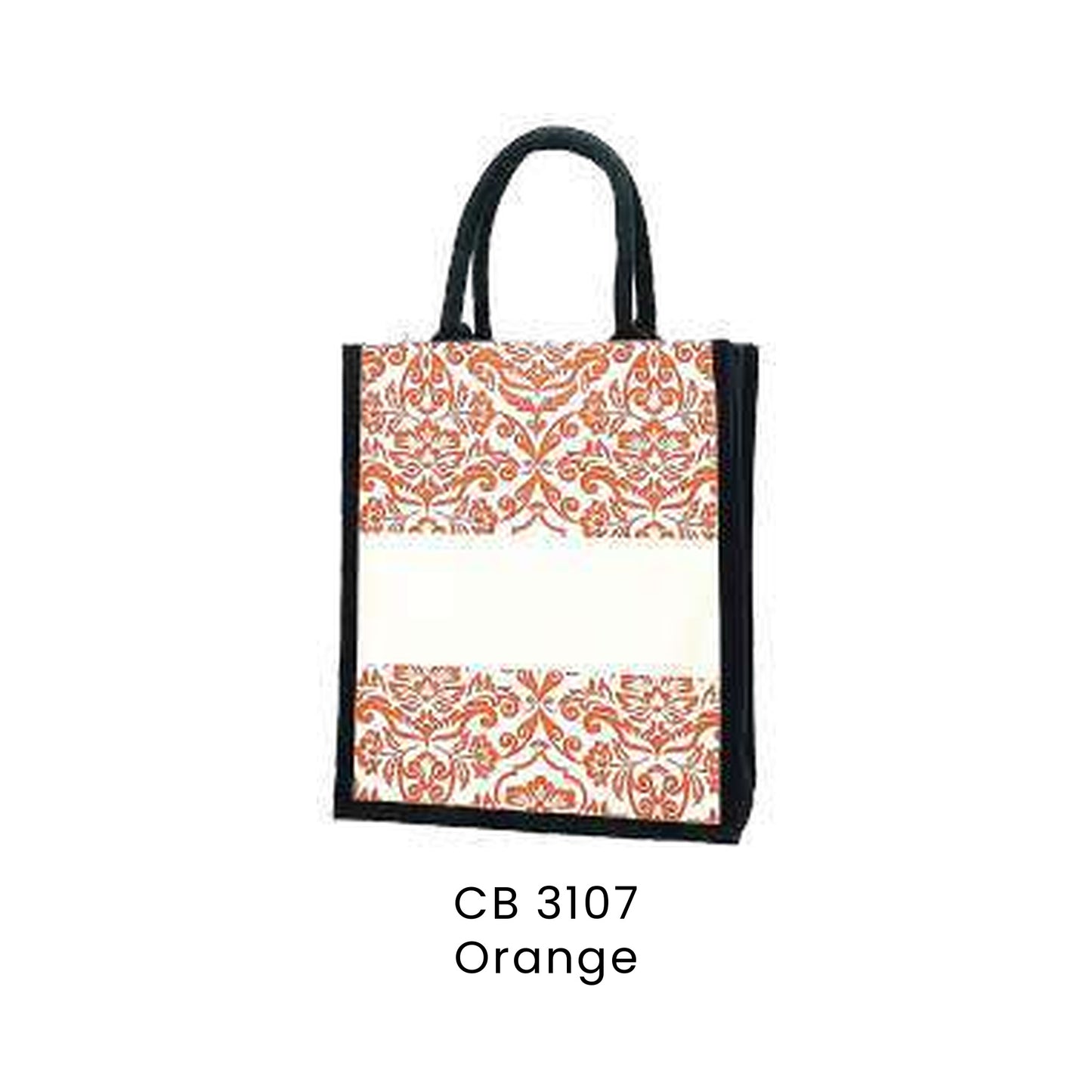 Canvas Bags - 10oz Laminated Canvas Damask-Print Tote (portrait) | CB31 | Orange | CB3107 | Artiztee