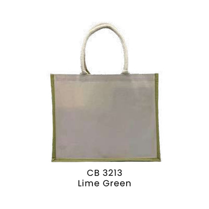 Canvas Bags - 10oz Cotton Canvas Landscape Tote with Contrast Trim | CB32 | Lime Green | CB3213 | Artiztee