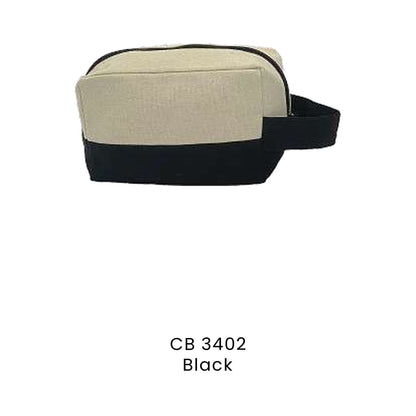 Canvas Bags - 12oz Cotton Canvas Zip Pouch with Side Handle | CB34 | Black | CB3402 | Artiztee