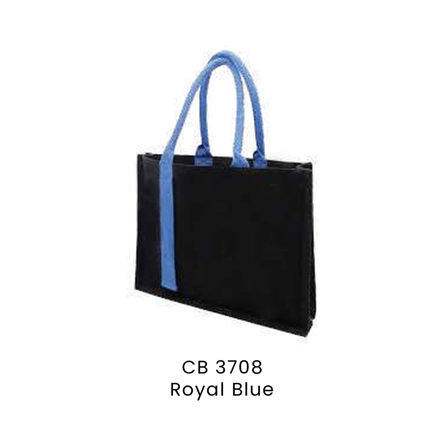 Canvas Bags - Laminated Canvas Bag with Strap (black body, landscape) | CB37 | Royal Blue | CB3708 | Artiztee