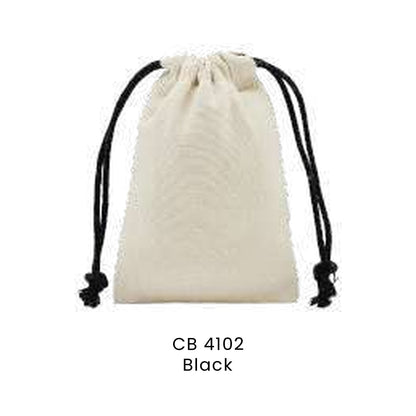 Canvas Bags - 8oz Cotton Drawstring Pouch (small) | CB41 | Black | CB4102 | Artiztee