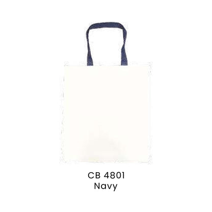 Canvas Bags - 10oz Canvas Flat Tote with Contrast Handles | CB48 | Navy | CB4801 | Artiztee