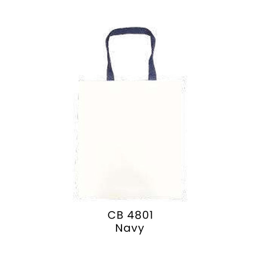 Canvas Bags - 10oz Canvas Flat Tote with Contrast Handles | CB48 | Navy | CB4801 | Artiztee